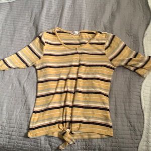 Pink rose short sleeve cute stripped button up